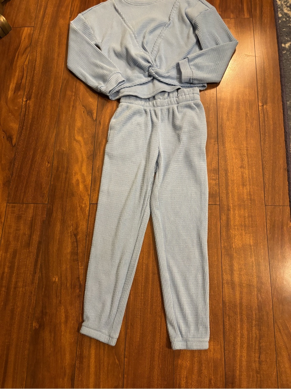 ZeroXposur Light Blue Waffle Knit Joggers for Kids